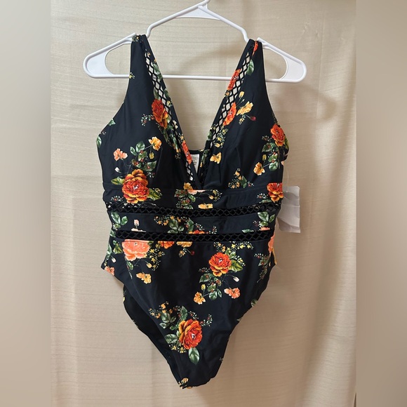 Meet.Curve Other - MeetCurve Black Floral One-Piece Swimsuit XL | Mesh Detail